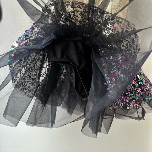 Awish Come True Puff Sleeve Sequins Dance Costume Dress, Size SC-6, Gold Multi - Picture 4 of 9